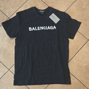 NEW Balenciaga Black White Embroidered TShirt Sz XL Womans, L Mens